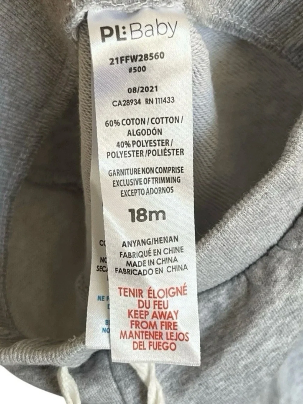 PL Baby Petit Lem 18 Months Shorts Heather Gray Elastic Waist
